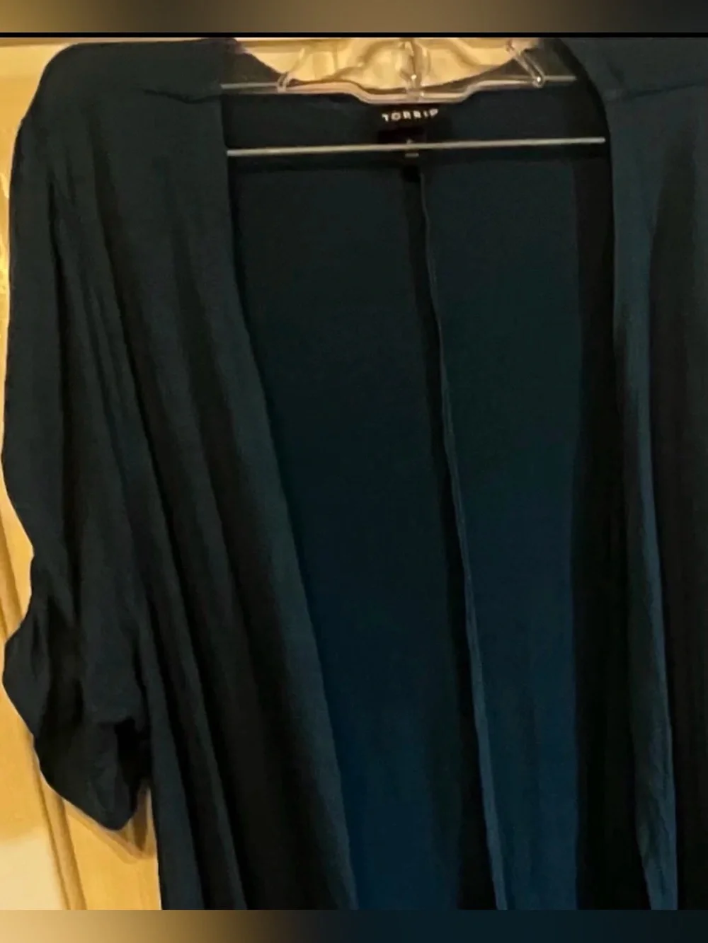 Torrid Long Open Duster Cardigan Lightweight Sweater Teal Blue Size Large GUC